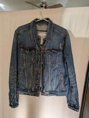 Abercrombie & Fitch Distressed Indigo Denim Jacket